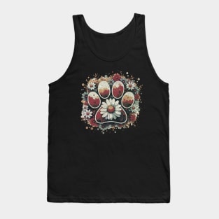 Paw print, flower,daisies, floral, flowers, minimal style, pet lovers, animal lovers Tank Top